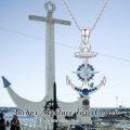 wholesale 925 Sterling Silver Compass & Blue Crystal Anchor Pendant Necklace - Nautical s for Women-0-5