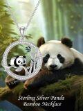 wholesale 925 Sterling Silver Panda Bamboo Tree Pendant Necklace for Women-0-1