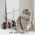 wholesale 925 Sterling Silver Black Cat Heart Teardrop Dangle Earrings  for Women-0-1
