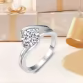 TOUPOP Sterling Silver Moissanite D Color Vvs1 Eternity Wedding Ring-0-5