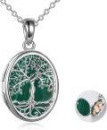 wholesale 925 Sterling Silver & Malachite Tree of Life Locket Necklace - Elegant Vintage Gift for Women Men-0-0