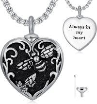 wholesale TOUPOP Bee Urn Necklace For Ashes 925 Sterling Silver Heart Cremation Jewelry For Ashes Heart Bee Keepsake Necklace For Ashes Memorial Gifts For Women Men -undefined