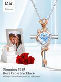 wholesale Sterling Silver Rose Cross Pendant Necklace for Women-0-95