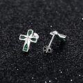 wholesale 925 Sterling Silver Green Stone Cross Stud Earrings for Women-0-1