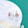 wholesale 925 Sterling Silver Red Toadstool Leverback Earring Set 3D Mushrooms Nature Inspired Jewelry for Women Girls Gift Idea-0-4