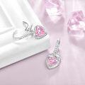 wholesale 925 Sterling Silver Pink Heart Drop Earrings Wholesale With Clear Crystal Details-0-1