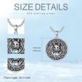wholesale 925 Sterling Silver Wolf Head with Blue Stone Circle Pendant Necklace-0-4