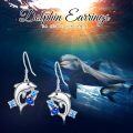 wholesale 925 Sterling Silver Blue Crystal Dolphin Wave Stud Earrings for Women-0-2