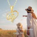 wholesale 14k Gold Mom Double Heart Pendant Necklace With Cubic Zirconia Stones-0-1