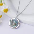 wholesale 925 Sterling Silver Pentagram with Abalone Shell and Gemstones Round Pendant Necklace for Women-0-2