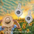 wholesale 925 Sterling Silver Sunflower Moonstone Drop Dangle Lever Back Earrings for Women-0-1