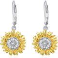 wholesale TOUPOP Sunflower Gifts Sunflower Hoop Earrings Sterling Silver Jewelry -0-0