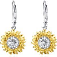 wholesale TOUPOP Sunflower Gifts Sunflower Hoop Earrings Sterling Silver Jewelry -undefined