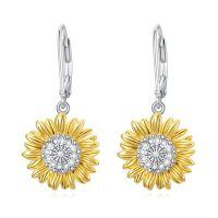 TOUPOP Sterling Silver Sunflower Hoop Earrings Jewelry Gifts-undefined