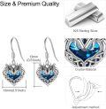wholesale 925 Sterling Silver Blue Crystal Heart Unicorn Dangle Earrings-0-4