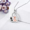 wholesale 925 Sterling Silver Heart-Shaped Pendant with Dog and Paw Print Necklace - Gifts for Women Who Love Dogs-0-1