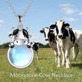 wholesale 925 Sterling Silver Cow Blue Stone Pendant Necklace for Women Girls  48cm Chain Length-0-1