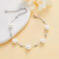 wholesale 925 Sterling Silver Chain with White Freshwater Pearls and Cubic Zirconia Stones Bracelet for Women-0-1