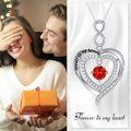 wholesale 925 Sterling Silver Red Garnet Infinity Heart Pendant Necklace for Women Wife Her-0-4