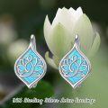wholesale 925 Sterling Silver Turquoise Lotus Flower Stud Earrings - Unique s for Her Him-0-3