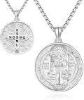 wholesale 925 Sterling Silver St Benedict Medal Necklace for Men Women Catholic Jewelry Protection Gift 36 Chain-0-0