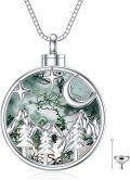 wholesale 925 Sterling Silver & Artificial Moss Agate Crystal Mountain Urn Pendant Necklace for Ashes Memorial Jewelry Gift-0-0