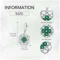 wholesale 925 Sterling Silver Celtic Knot Green Crystal Four-Leaf Clover Leverback Drop Earrings-0-4