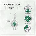 wholesale 925 Sterling Silver Celtic Knot Green Crystal Four-Leaf Clover Leverback Drop Earrings-0-4