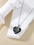 wholesale 925 Sterling Silver Heart-Shaped Black Onyx Skull Pendant Necklace for Women-0-4