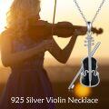 wholesale 925 Sterling Silver Opal Violin Bow Pendant Necklace for Women-0-16