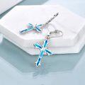 wholesale Sterling Silver Opal Cross Abalone Shell Dangle Drop Leverback Earrings-0-7
