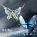 wholesale 925 Sterling Silver Abalone Shell Butterfly Pendant Necklace with CZ Stones for Women Girls s 45cm Chain Length-0-5