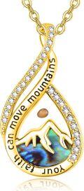 wholesale 18K Gold Plated 925 Sterling Silver Mustard Seed Pendant Necklace with AAA Cubic Zirconia & Natural Abalone Shell, Christian Faith Jewelry Gift-0-0