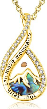 wholesale 18K Gold Plated 925 Sterling Silver Mustard Seed Pendant Necklace with AAA Cubic Zirconia & Natural Abalone Shell, Christian Faith Jewelry Gift-Gold-Abalone Shell