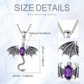 wholesale 925 Sterling Silver Oxide Amethyst Dragon Pendant Necklace for Women Vintage Jewelry Gift-0-6