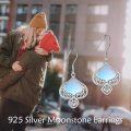 wholesale 925 Sterling Silver Blue Moonstone Celtic Knot Drop Dangle Leverback Earrings-0-5