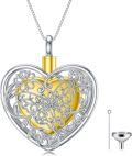 wholesale 925 Sterling Silver Heart Butterfly Filigree Keepsake Pendant Urn Necklace w/Filler Kit-0-0