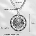 wholesale 925 Sterling Silver Sacred Heart of Jesus Pendant Necklace with Black Stones and Braided Chain - Religious  for Men & Women-0-4