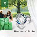 wholesale Tree Of Life Open Ring 925 Sterling Silver With Blue Circle Crystal Initial W Adjustable Ring Birthday Jewelry For Women -0-1