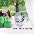 TOUPOP Sterling Silver Blue Crystal Adjustable Initial Ring For Women-0-1