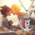 wholesale 925 Sterling Silver Moon & Stars Mother Daughter Pendant Necklaces Gifts for Women Girls-0-5
