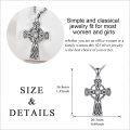 wholesale 925 Sterling Silver Celtic Knotwork Cross Pendant with Cubic Zirconia Stone Chain Necklace  for Women and Men-0-3