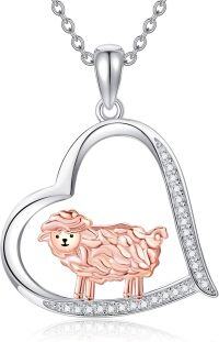 wholesale 925 Sterling Silver Heart-Shaped Sheep Pendant Necklace for Women and Girls-Sheep