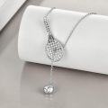 wholesale 925 Sterling Silver Tennis Racket Necklace with Basketball Charm for Women Basketball  for Players-0-2