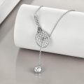 wholesale 925 Sterling Silver Zircon Tennis Racket Tennis Ball Lariat Drop Necklace For Women-0-2