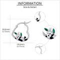 wholesale 925 Sterling Silver Panda Bear Green Crystal Animal Stud Earring Set for Women Girls  48x36mm-0-3