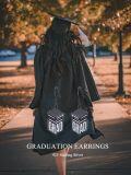 wholesale 925 Sterling Silver Black Cube Graduation Cap Dangle Earrings for Women's High School College  Ideas-0-5