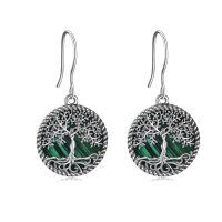 wholesale 925 Sterling Silver Tree Of Life Earrings Wholesale With Rainbow Abalone Shell-malachite tree earrings