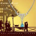 wholesale 925 Sterling Silver Teardrop Turquoise Celtic Knot Pendant Necklace-0-5