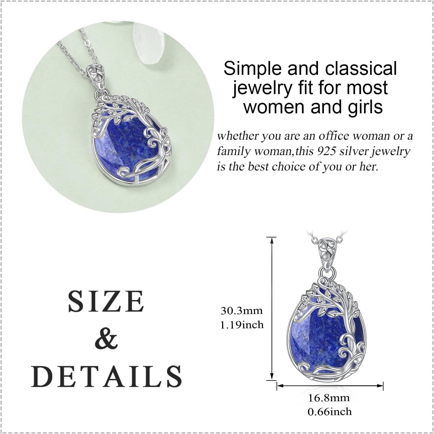 925 Sterling Silver Moonstone Filigree Teardrop Pendant Necklace for Women-0-5